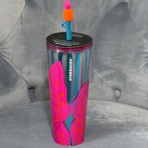 Starbucks Tumbler Pineapple Straw Topper Venti Cold Cup, 24 Oz NWT